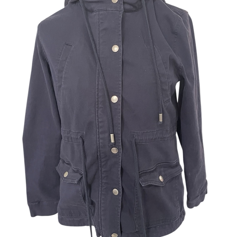 Market & Spruce Navy Utility Jacket Lightweight, Hoodie, Women's Small‎ - Picture 2 of 11